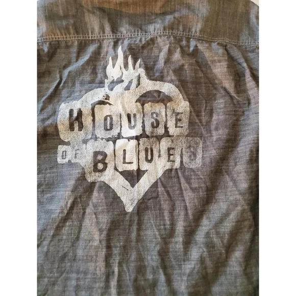 House Of Blues Womens Gray Chambray Button Up Cotton Shirt Top L - Picture 6 of 12